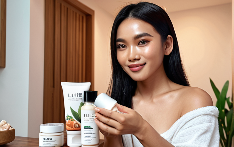 **
A Malaysian influencer authentically engaging with their audience while showcasing an organic skincare product. The background should feature a cozy, modern Malaysian home. Emphasize natural lighting and genuine interaction. Include #Ad or #Sponsored subtly in the corner. Focus on warm tones and relatable aesthetics popular in Malaysian lifestyle content.
**