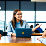 A small, diverse group of young, professional individuals, fully clothed in modest, modern business casual attire. They are seated around a sleek, collaborative table, actively engaged in a lively discussion. One person is gesturing towards a laptop screen displaying a clean, abstract social media interface, while others are listening attentively and contributing. Their expressions are open, friendly, and genuinely engaged, reflecting a sense of community and shared purpose. The setting is a brightly lit, contemporary co-working space or a professional cafe with large windows. The background is slightly blurred to keep focus on the subjects, but hints at a vibrant, active environment. Perfect anatomy, correct proportions, natural poses. High-resolution, professional photography style, sharp focus, vibrant colors, soft lighting. Safe for work, appropriate content, fully clothed, professional, family-friendly.