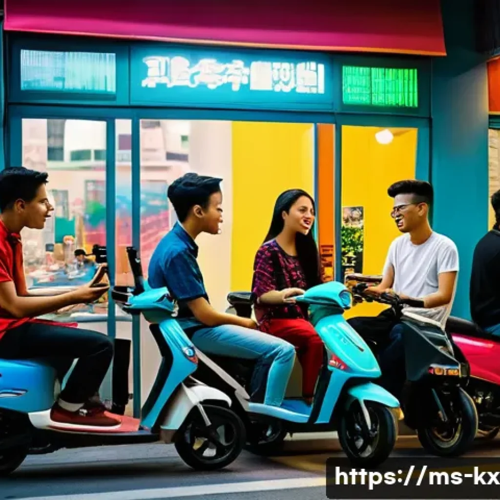 인플루언서의 팔로워 분석 및 활용 방법 - A vibrant urban street scene in Kuala Lumpur during the early evening, showing diverse young adults ...