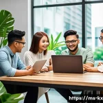 Home 20 유명 인플루언서와의 효과적인 협업 전략 - A vibrant and professional digital marketing workspace featuring a diverse group of Malaysian influe...