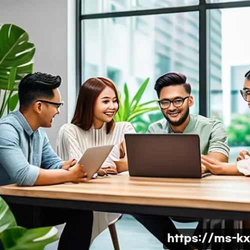 Home 32 유명 인플루언서와의 효과적인 협업 전략 - A vibrant and professional digital marketing workspace featuring a diverse group of Malaysian influe...