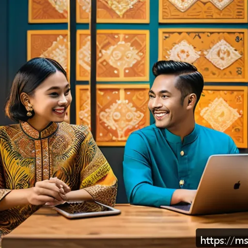 인플루언서 협업 프레임워크의 성공적인 실행 사례 - A vibrant scene of two Malaysian influencers collaborating in a cozy, modern studio decorated with t...