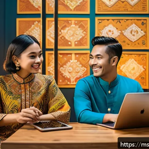 Home 31 인플루언서 협업 프레임워크의 성공적인 실행 사례 - A vibrant scene of two Malaysian influencers collaborating in a cozy, modern studio decorated with t...