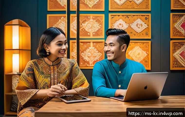 인플루언서 협업 프레임워크의 성공적인 실행 사례 - A vibrant scene of two Malaysian influencers collaborating in a cozy, modern studio decorated with t...