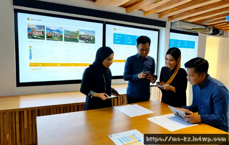 Home 17 인플루언서와의 협업을 위한 시장 조사 방법 - Photorealistic Malaysian marketing team conducting influencer market research in a bright Kuala Lump...